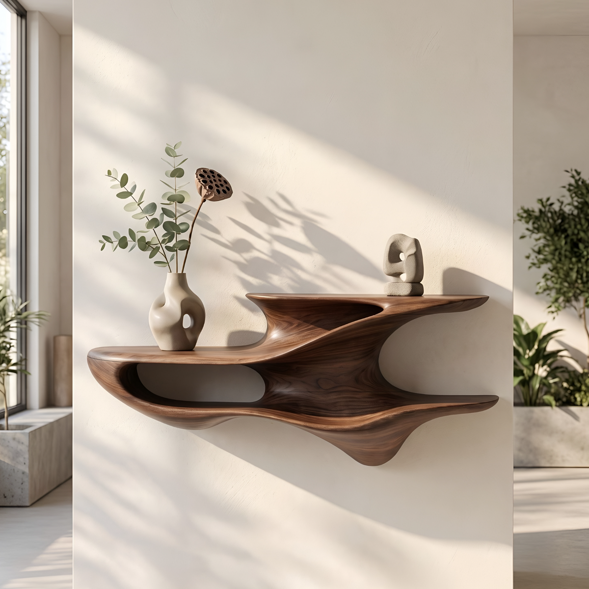 Handcrafted Live Edge Wall Mount Shelf For Living Room