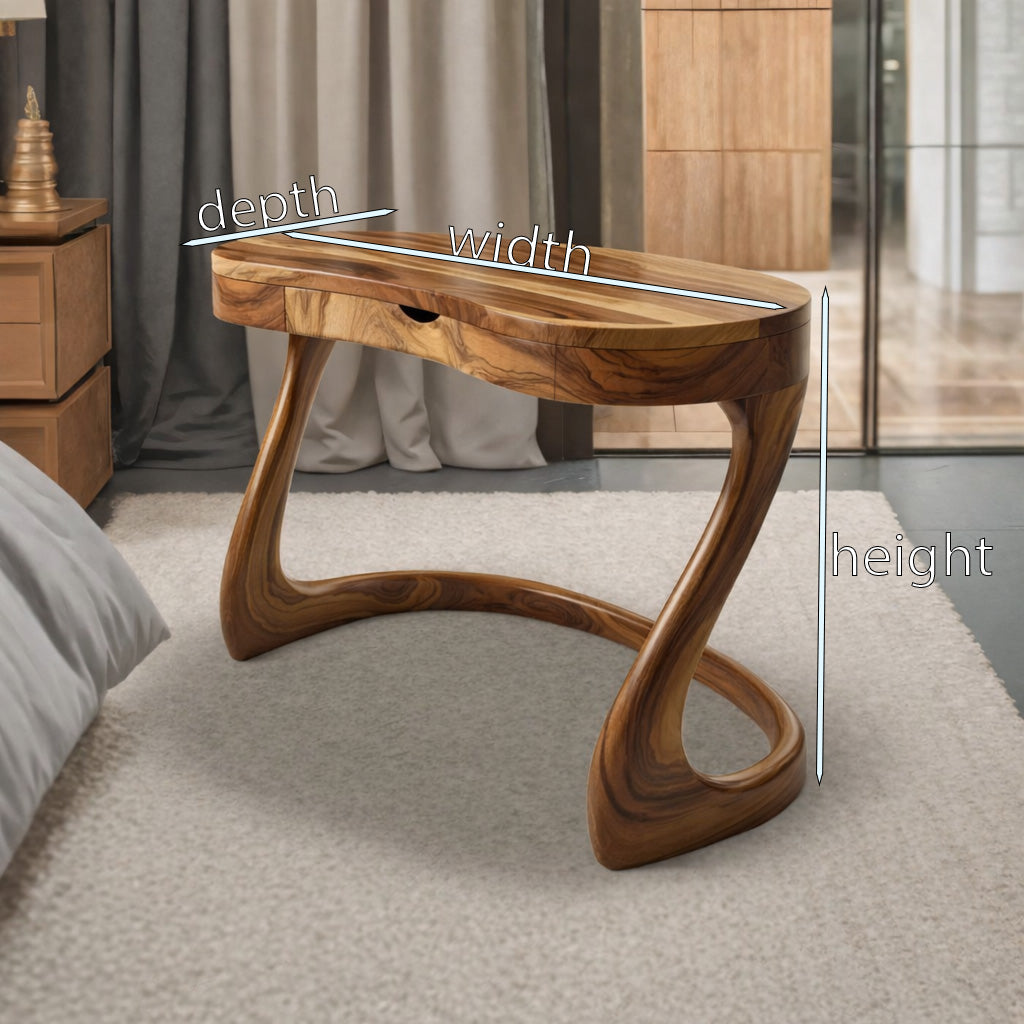 Modern Sculpted Desk With Drawers For Minimalist Home Office