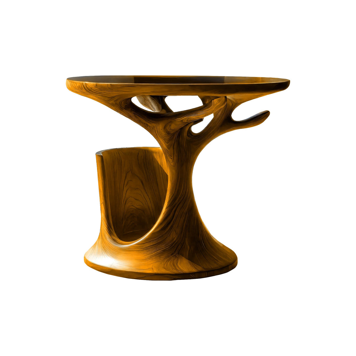 Arborea Treeform Sculpted Solid Wood Record Player Stand