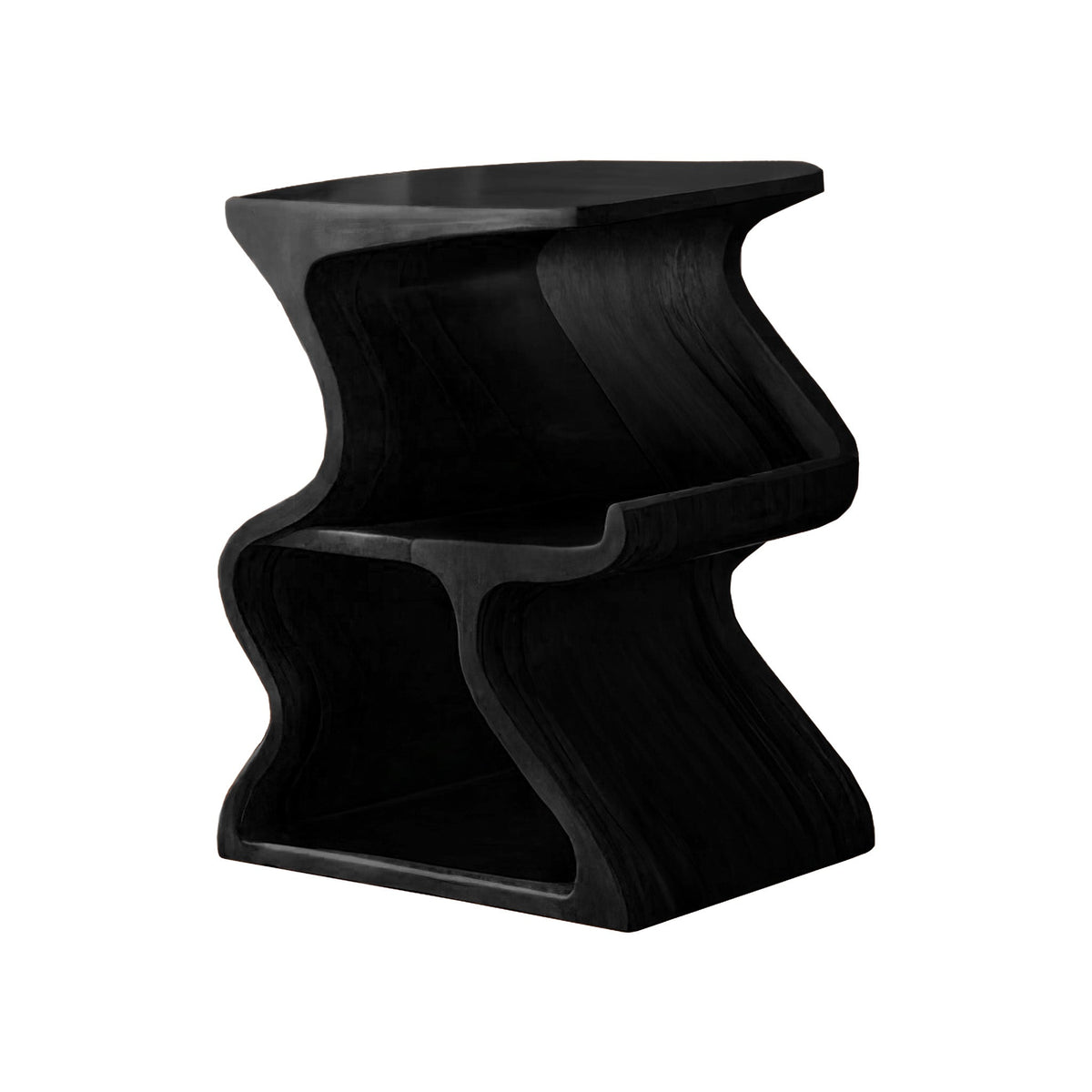 Aurea Wave Sculptural Solid Wood Record Player Stand