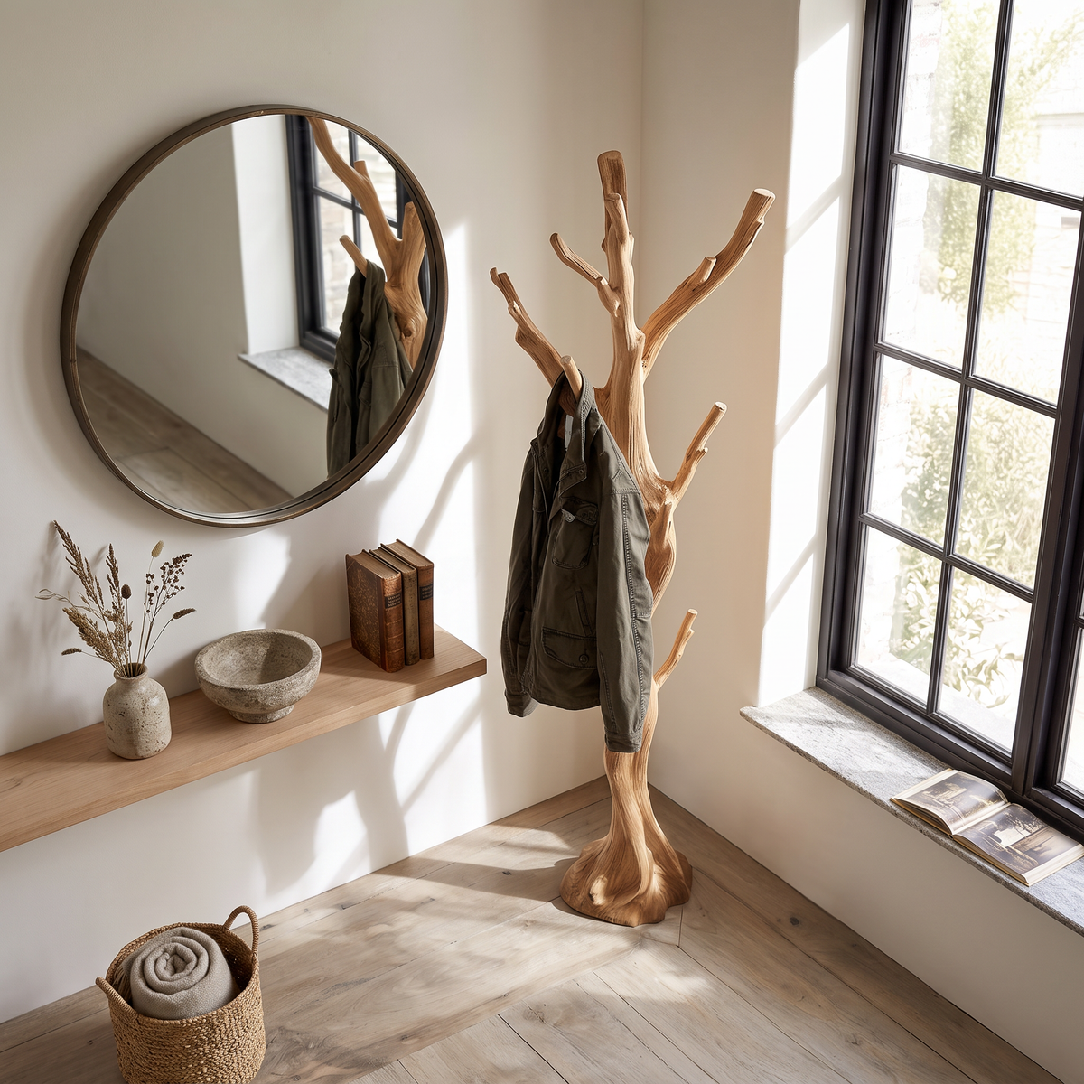 Rustic Tree Coat Rack Entryway Hallway