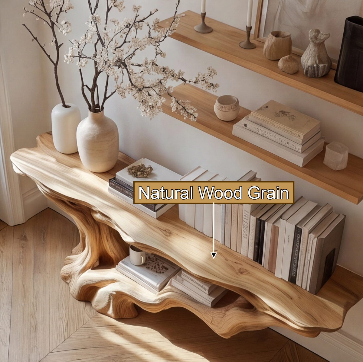 Eldrosyn Sculpted Solid Wood Console Table