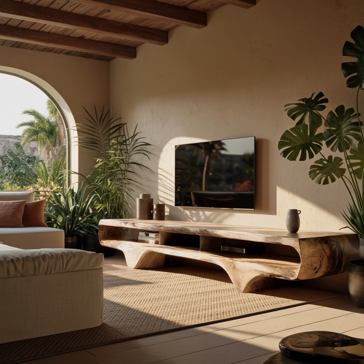 Flowcrest Solid Wood TV Console