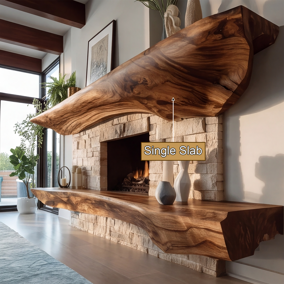 Orithen Sculpted Fireplace Mantel Shelf
