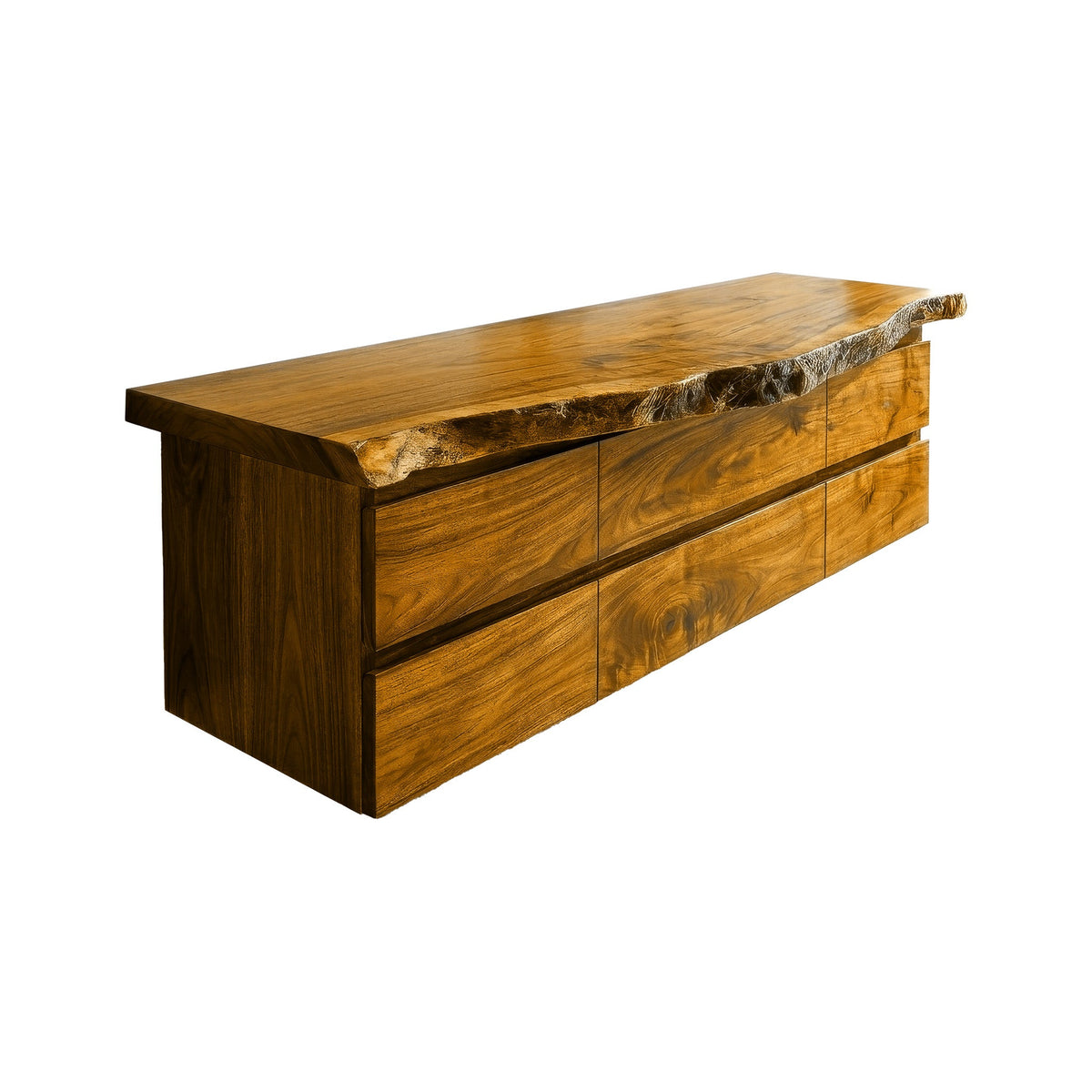 Velmora Live Edge Solid Wood Floating Bathroom Vanity With Drawers