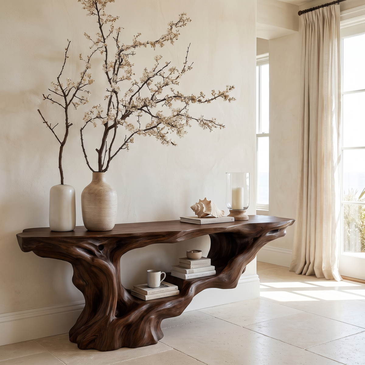 Eldrosyn Sculpted Solid Wood Console Table
