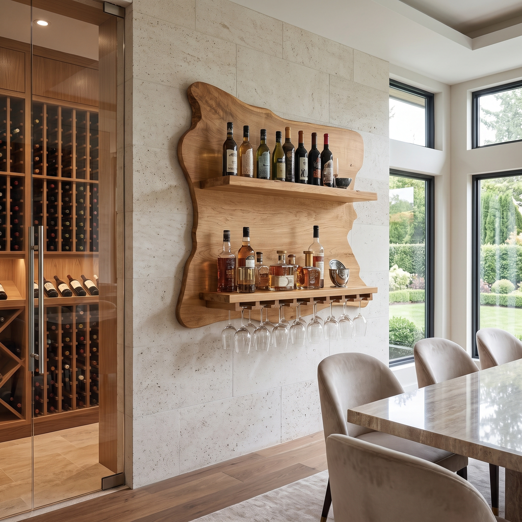 Thornmere Live Edge Handcrafted Floating Wine Shelf