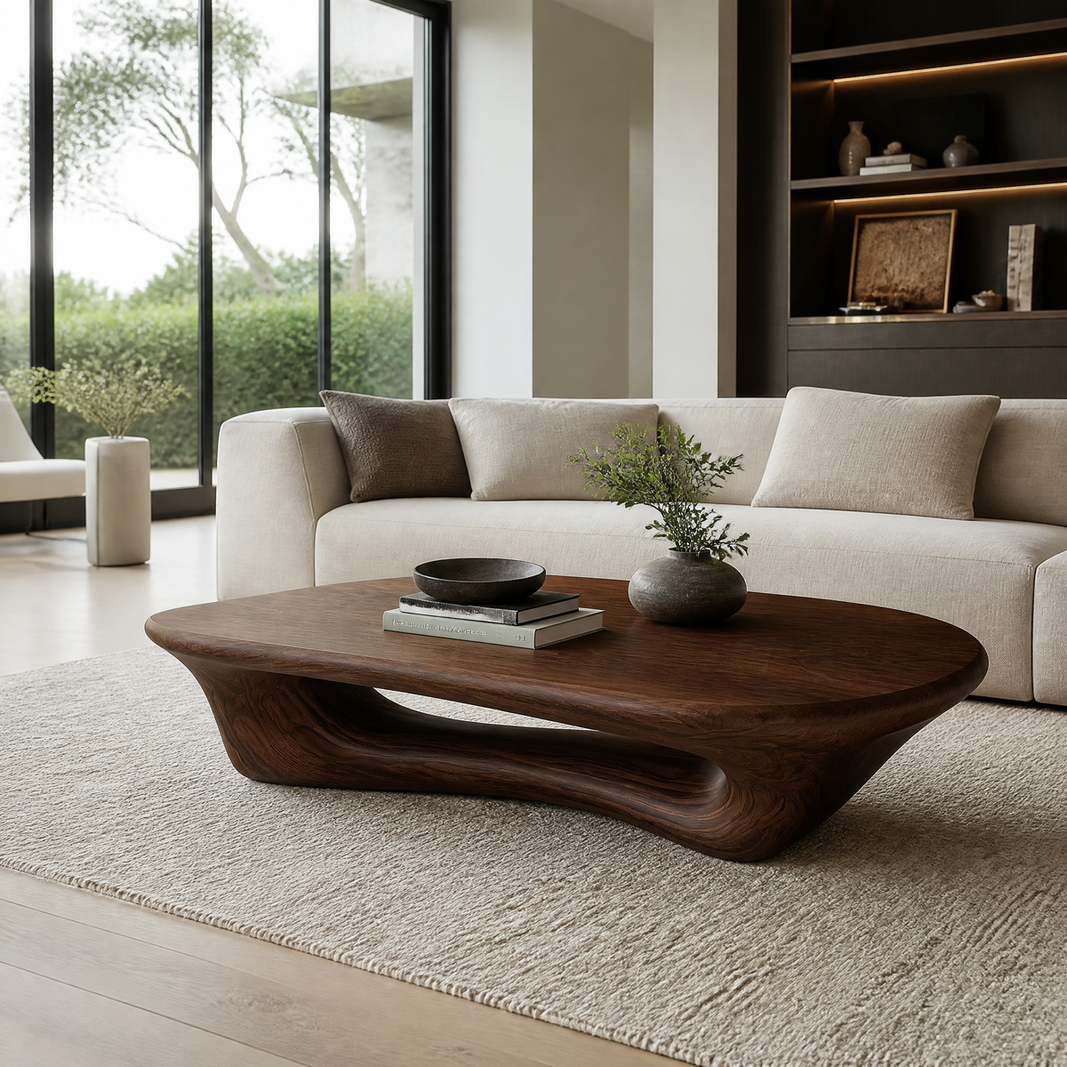 Valthera Sculpted Solid Wood Coffee Table