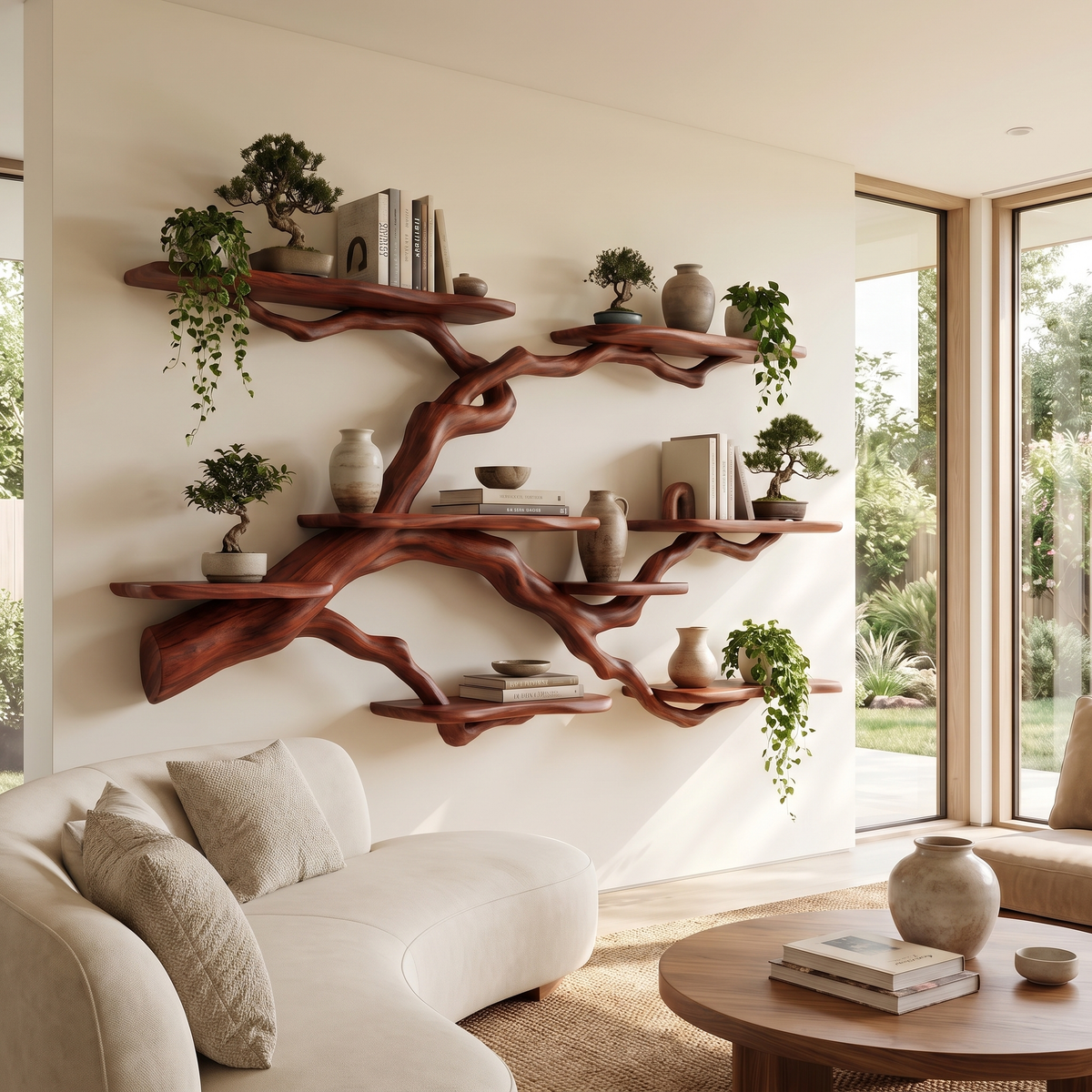 Verdantridge Handcrafted Solid Wood Floating Tree Bookshelf
