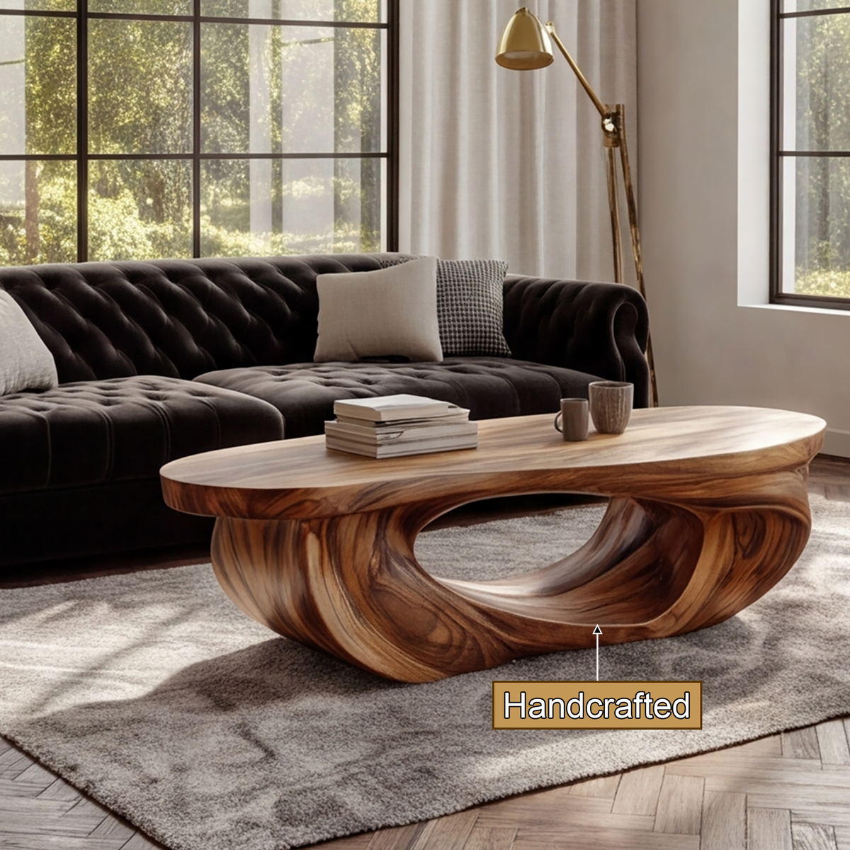 Cevorin Sculpted Solid Wood Coffee Table