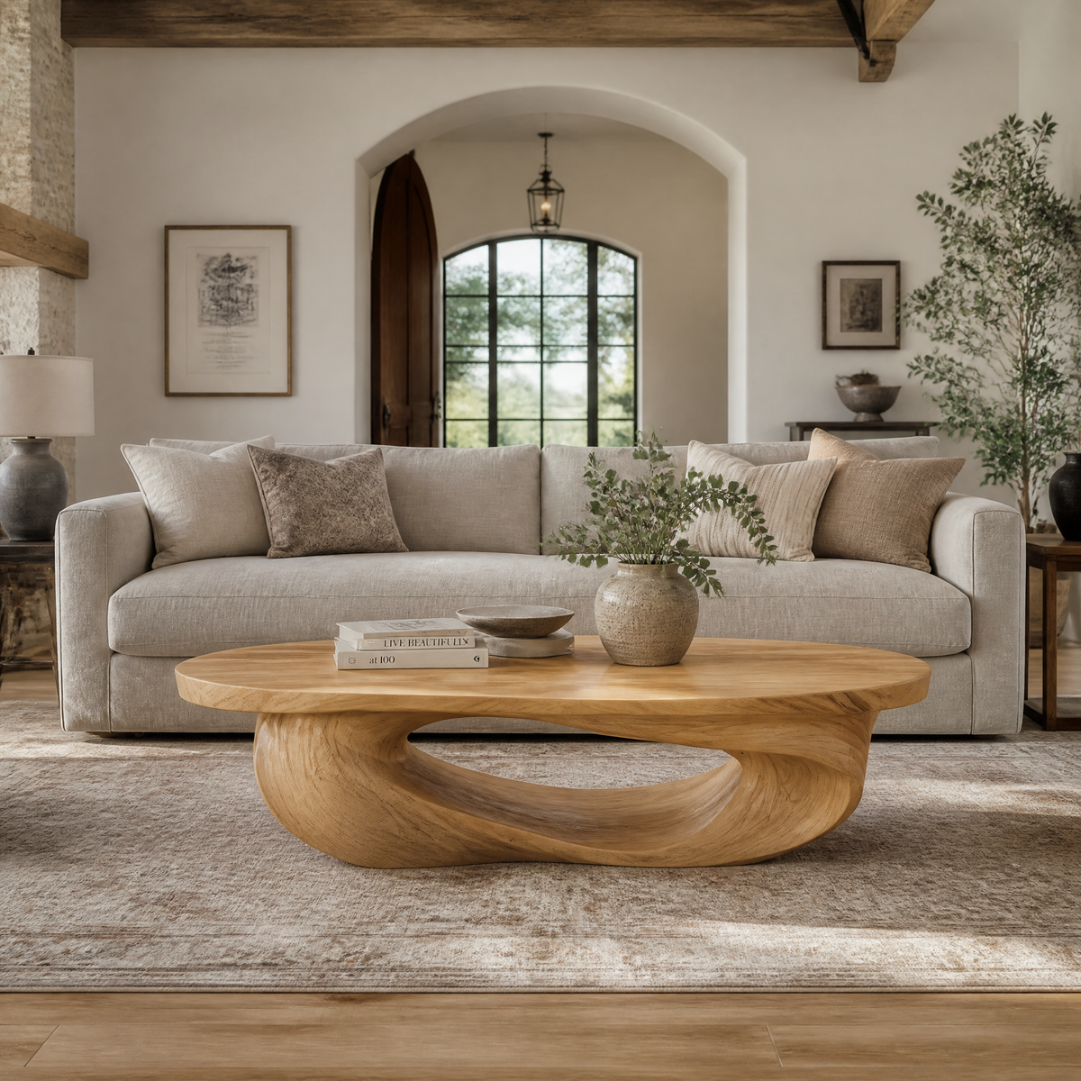 Cevorin Sculpted Solid Wood Coffee Table
