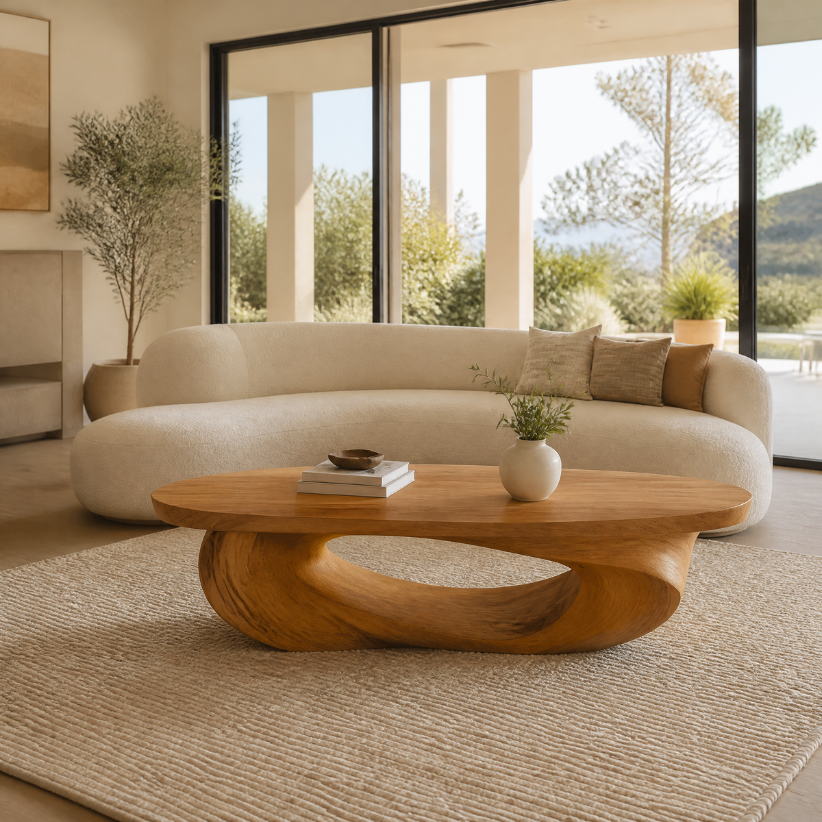 Cevorin Sculpted Solid Wood Coffee Table
