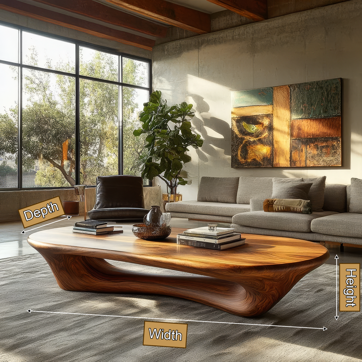 Valthera Sculpted Solid Wood Coffee Table