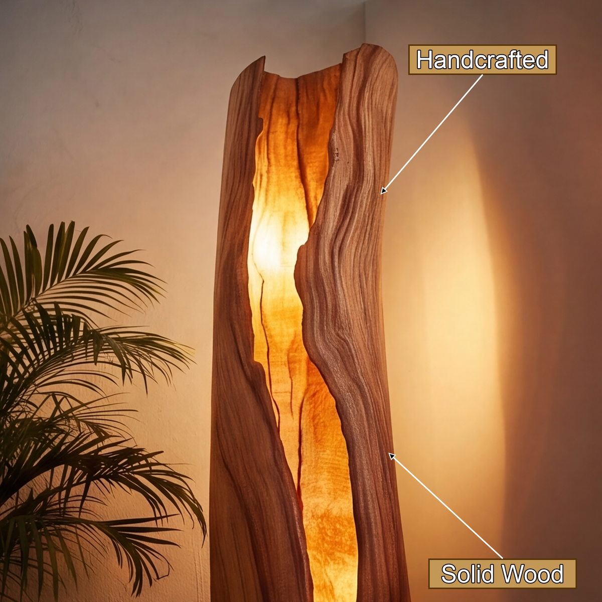 Velarith Sculpted Live Edge Integrated LED Wood Floor Lamp