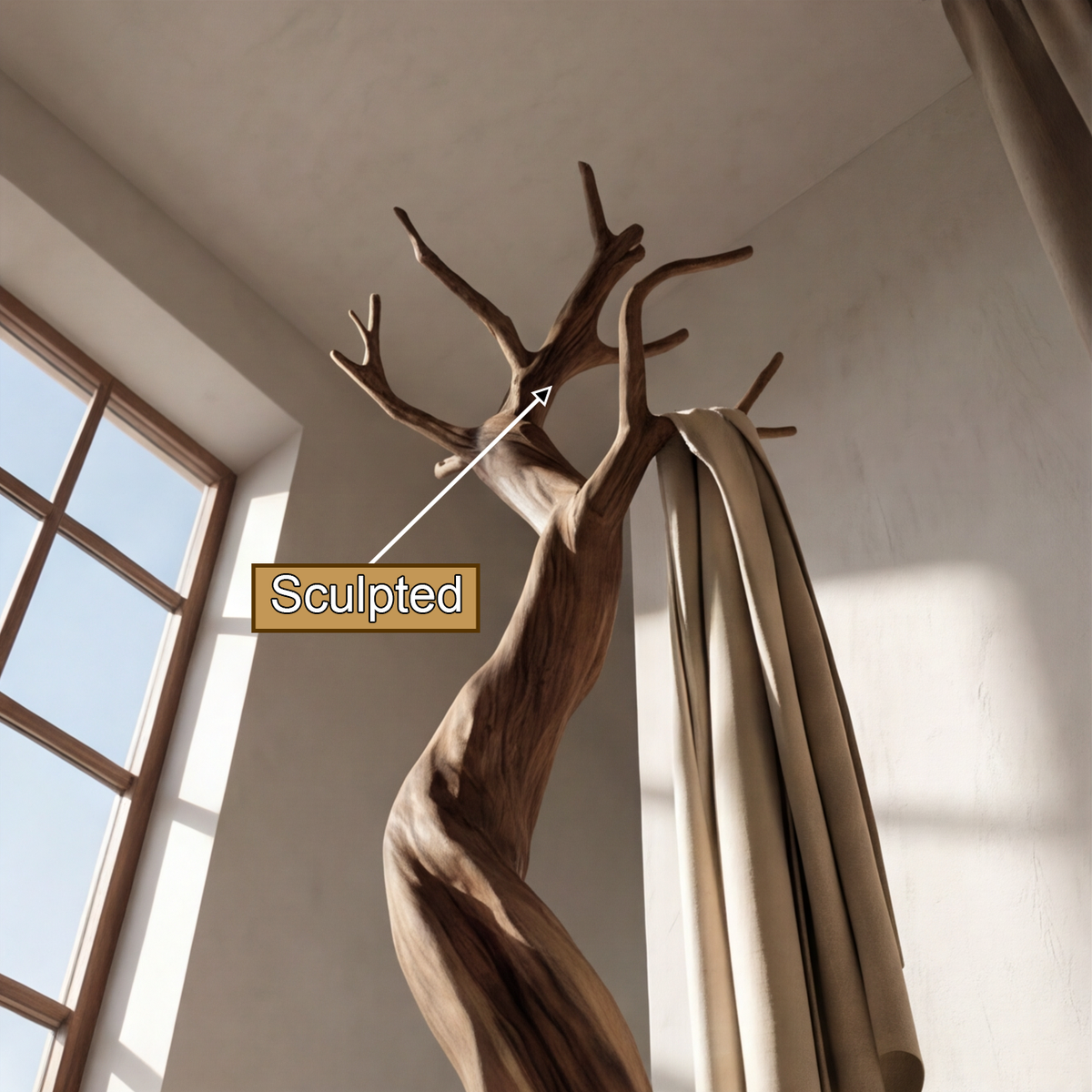 Velmorian Sculpted Solid Wood Tree Coat Rack