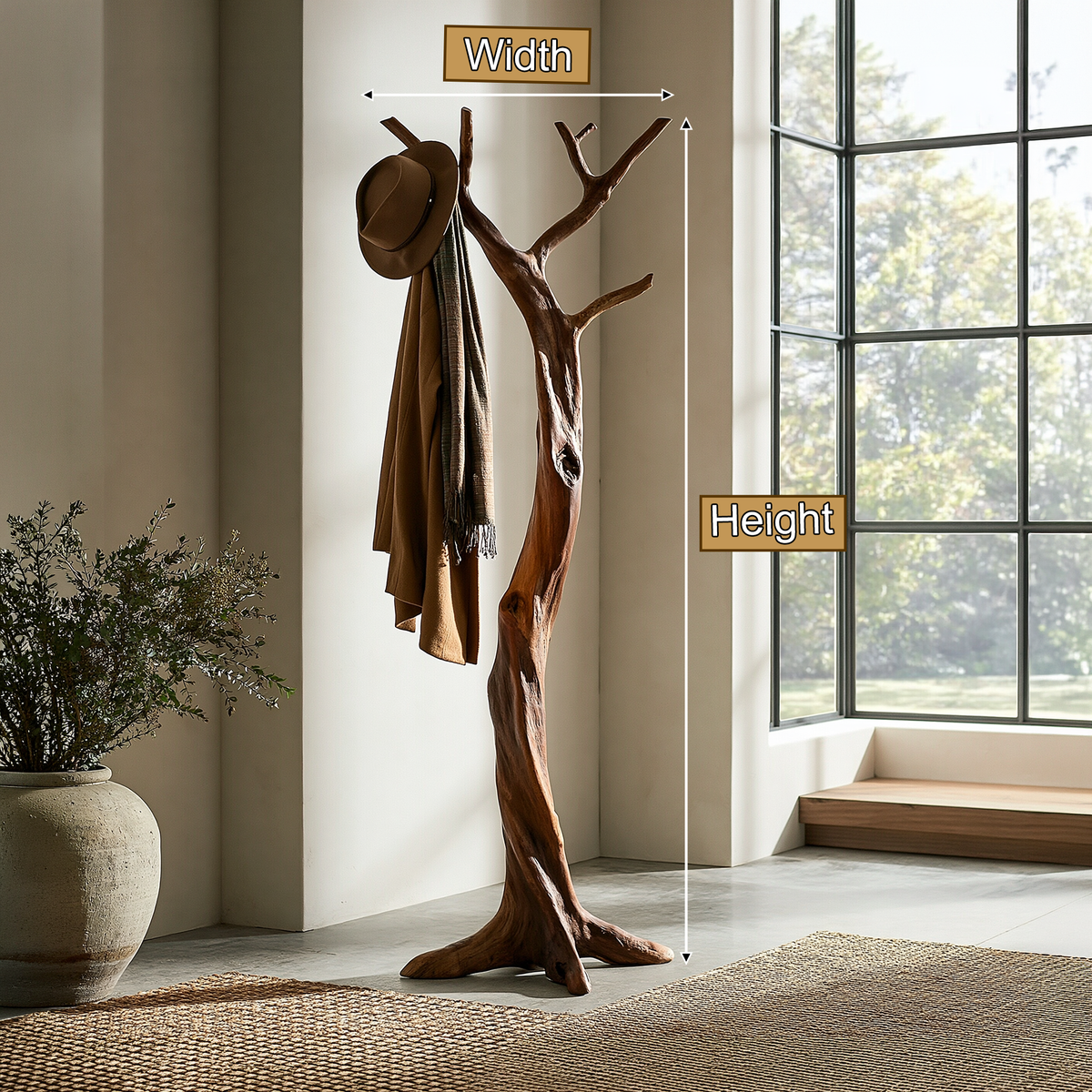 Velmorian Sculpted Solid Wood Tree Coat Rack