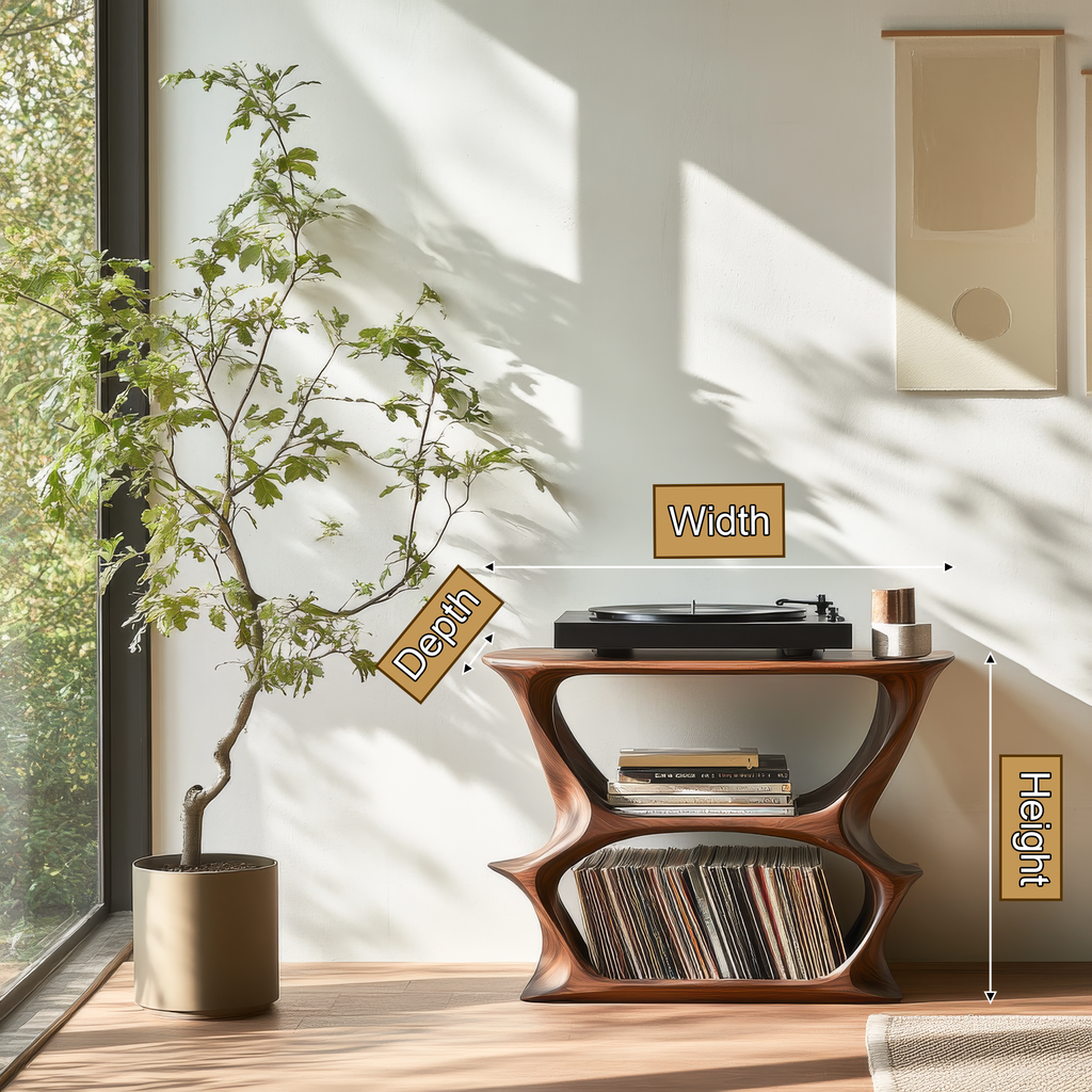 Velnora Handcrafted Solid Wood Record Player Stand